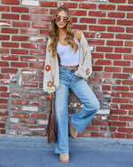 Beige % Fallen Daisy Oversized Knit Cardigan-6