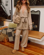 Frosted Wonder Knit Tie Front Cardigan