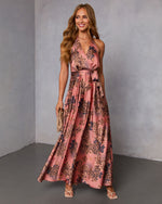 Garden Toast Halter Maxi Dress