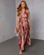 Garden Toast Halter Maxi Dress