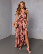 Garden Toast Halter Maxi Dress