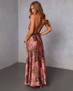 Garden Toast Halter Maxi Dress