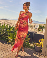 Modern Day Glam Printed One Shoulder Asymmetrical Maxi Dress