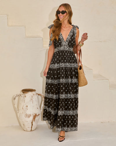 slim fit dress slacks Printed Georgette Maxi Fit And Flare Dress