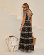 Black Print % Manda Fit And Flare Paisley Maxi Dress-4
