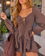 Lendsey Plaid Bust Tie Ruffle Romper