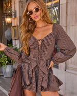 Lendsey Plaid Bust Tie Ruffle Romper