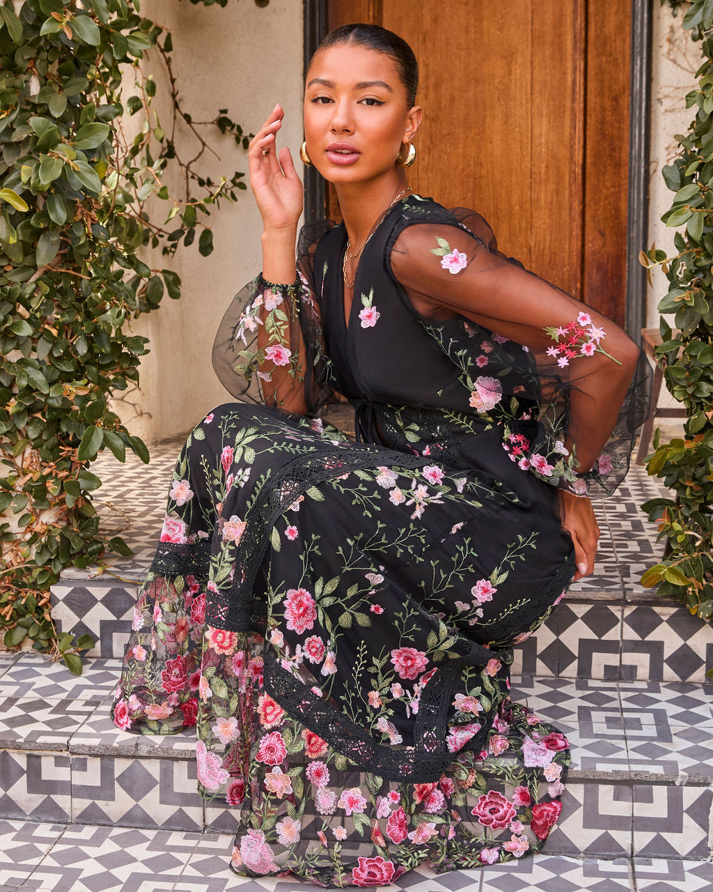 Beloved Bloom Embroidered Floral Maxi Dress VICI Beloved Bloom Embroidered Floral Maxi Dress VICI