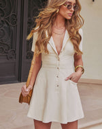 Soft Tailored Pleated Mini Shirt Dress