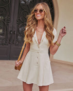 Soft Tailored Pleated Mini Shirt Dress