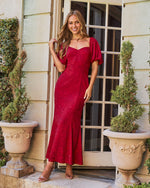 Whispers of Paris Puff Sleeve Maxi Dress