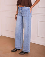 Medium Wash % Rugged Charm Stretch High Rise Wide Leg Jeans-3