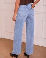 Medium Wash % Rugged Charm Stretch High Rise Wide Leg Jeans-4