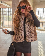 Nadia Faux Fur Leopard Print Vest
