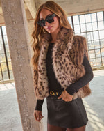 Nadia Faux Fur Leopard Print Vest