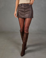Ginnay Coated Denim Mini Skirt