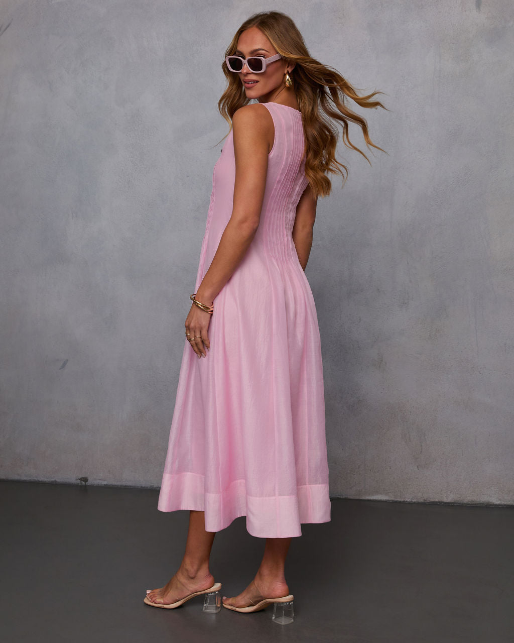 annabelle organza pintuck sleeveless midi dress Kay Unger New York Annabelle Floral-Print Organza Peplum Midi Dress