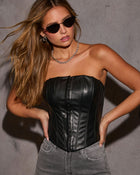 Black % Modern Muse Strapless Leather Top-1
