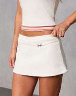 Cream Stripe % Nyomi Waist Belt Mini Skort-3