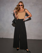 Taupe/Black % On The Rise Contrast Scallop Trim Tank-2