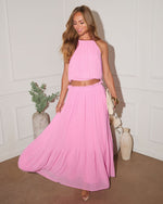 Pink % Lizbette Plisse Halter Top-2