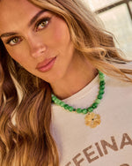 Rosette Dream Floral Charm Beaded Necklace