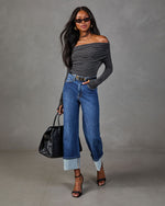 Style Muse Striped Off the Shoulder Bodysuit