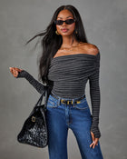 Style Muse Striped Off the Shoulder Bodysuit