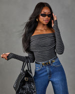 Style Muse Striped Off the Shoulder Bodysuit