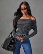 Style Muse Striped Off the Shoulder Bodysuit