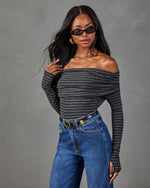 Style Muse Striped Off the Shoulder Bodysuit