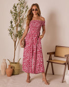 Dawna Off The Shoulder Waist Tie Jumpsuit
