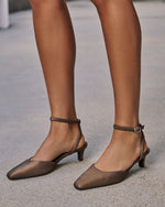 Saylena Satin Ankle Strap Kitten Heels