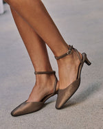 Saylena Satin Ankle Strap Kitten Heels