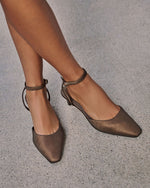 Saylena Satin Ankle Strap Kitten Heels
