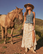 Levvie Novelty Front Tie Maxi Skirt