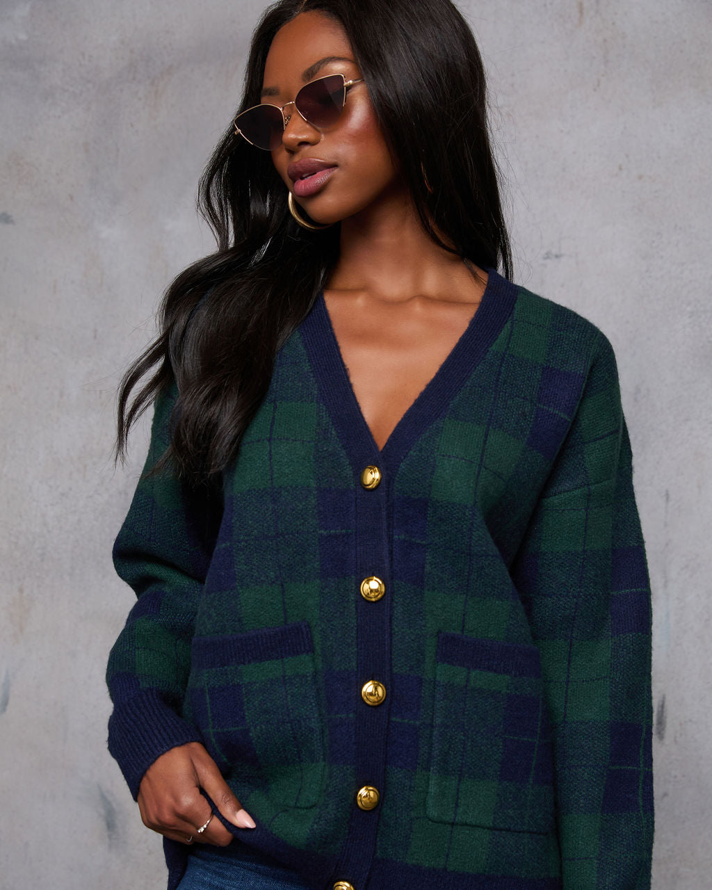 Fall Foliage Plaid Button Down Cardigan VICI
