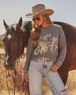 Charcoal % Stable Standard Horse Motif Sweater-1