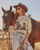 Canyon Prairie Cowboy Boot Motif Sweater