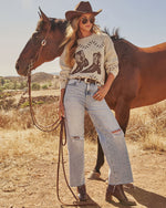 Canyon Prairie Cowboy Boot Motif Sweater