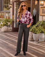 Petaluma Cotton Blend Plaid Button Down Top