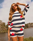 Lone Star Relaxed Striped And Stars Sweater