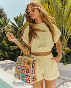 Banana % Geniva Cropped Short Sleeve Top-1