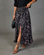 Woodland Darling Leaf Print Maxi Skirt