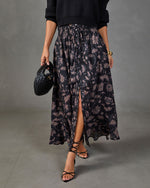 Woodland Darling Leaf Print Maxi Skirt