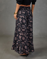 Woodland Darling Leaf Print Maxi Skirt