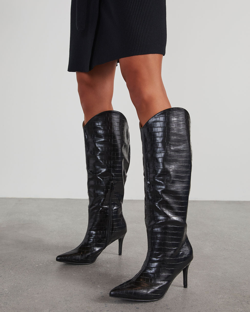Balen Croc Print Stiletto Knee High Boots – VICI