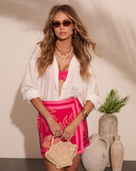 Exotic Escape Palm Print Wrap Tie Mini Skirt