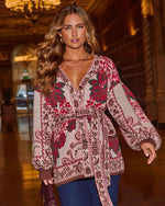 Cream Multi % Daisy Days Floral Waist Tie Cardigan-3