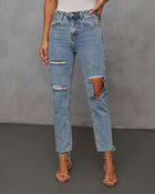 Medium Wash % Mila High Rise Distressed Denim-1
